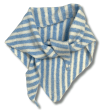Blue & White Stripe Knit Triangle Neck Scarf