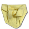 Yellow knitted scarf on a white background