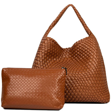 Tan Woven 2 IN 1 Shoulder Bag