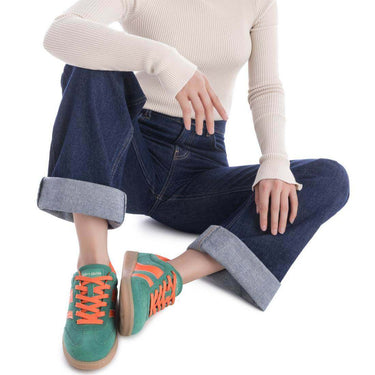 teddy-smith-green-orange-suede-slim-line-sole-sneakers