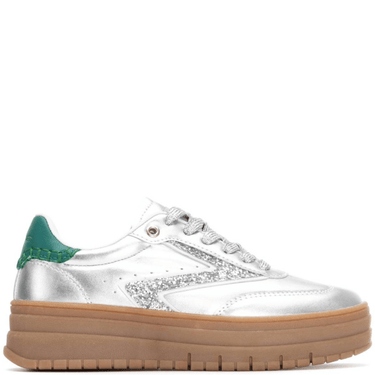 Teddy Smith Silver & Green Elevated Gum Sole Sneakers