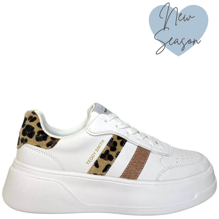 Teddy Smith White & Leopard Sneakers