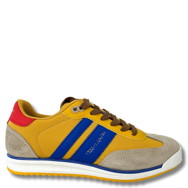 teddy-smith-yellow-cream-blue-suede-slim-sole-retro-sneakers