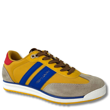 teddy-smith-yellow-cream-blue-suede-slim-sole-retro-sneakers