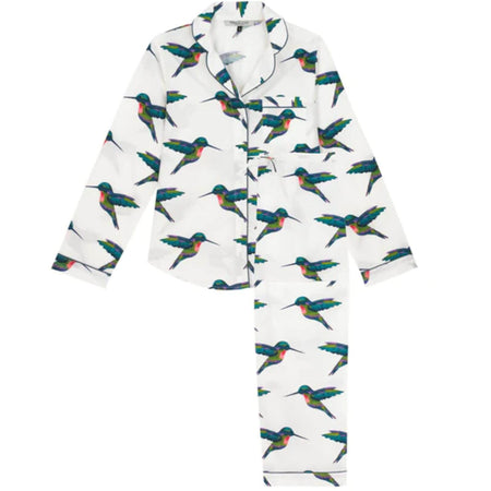 Their Nibs Cotton Long Leg Pyjamas - White Hummingbird