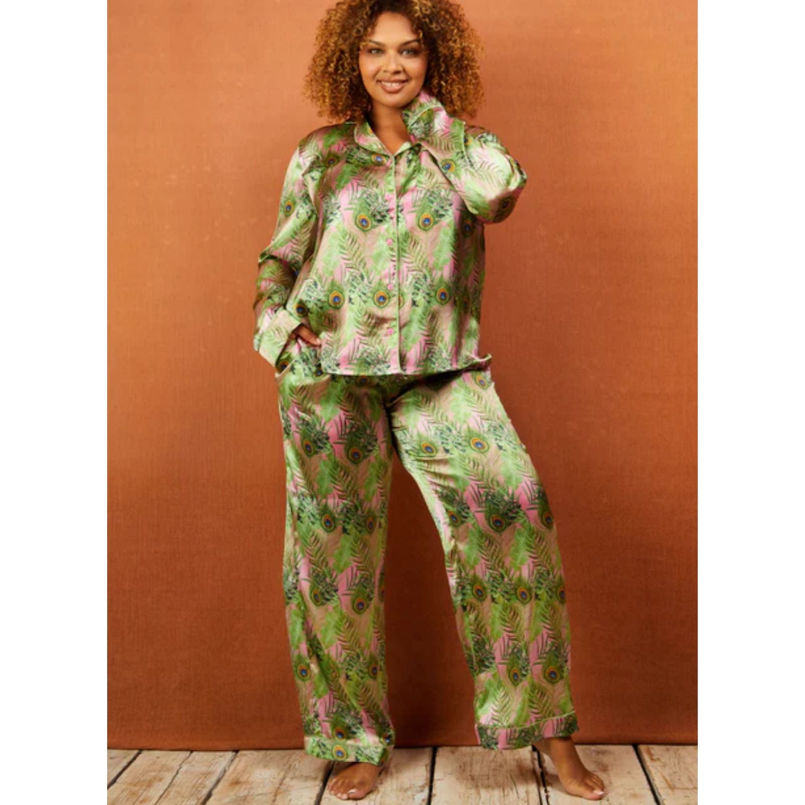 Their Nibs Satin Traditional Pyjamas - Peacock Palms – Bejeweled At Soul