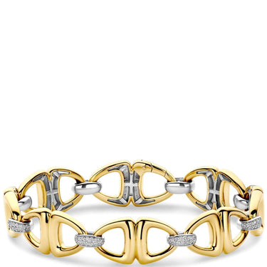 Gold and silver chain bracelet on a white background