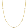 Gold necklace with small diamonds on a white background