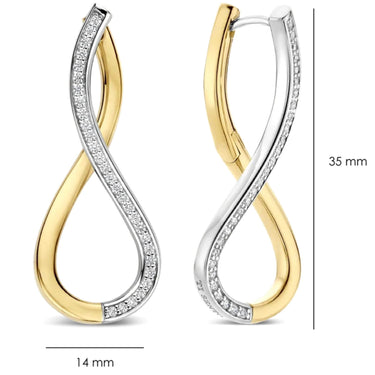 Ti Sento Organic Open Zirconia Earrings - 35mm
