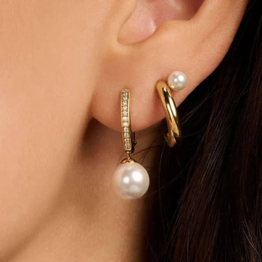 Ti Sento Pearl Gold Half Hoop Earrings