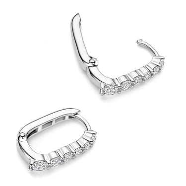 Ti Sento Silver Oval Zirconia Hoop Earrings