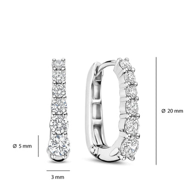Ti Sento Silver Oval Zirconia Hoop Earrings