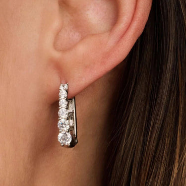 Ti Sento Silver Oval Zirconia Hoop Earrings