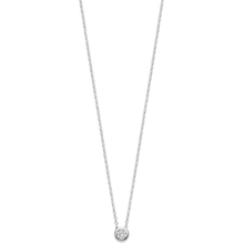 dainty silver necklace with one single crystal