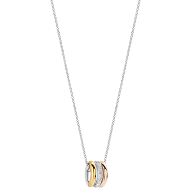 Necklace with a three-circle pendant on a white background