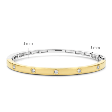 Ti Sento Two Tone 5 Zirconia Hinged Bangle