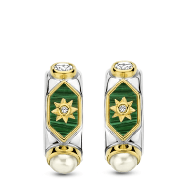 ti-sento-two-tone-emerald-pearl-small-hoop-earrings