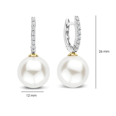 Ti Sento Two Tone Icon Pearl Hoop Earrings