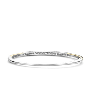 Ti Sento Two Tone Modern Pave Bangle