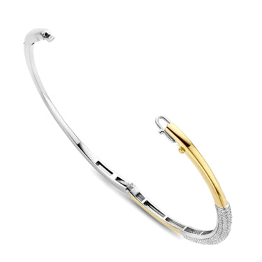 Ti Sento Two Tone Modern Pave Bangle