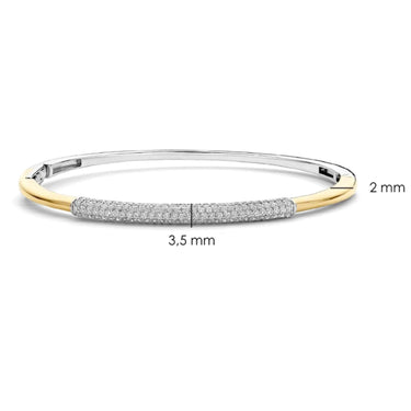 Ti Sento Two Tone Modern Pave Bangle
