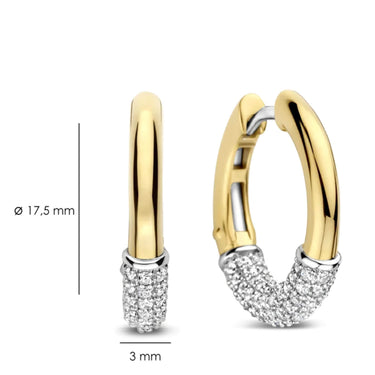 Ti Sento Two Tone Modern Pave Hoop Earrings