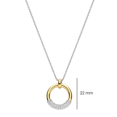 Ti Sento Two Tone Modern Pave Pendant Necklace