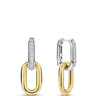 Gold and silver hoop earrings on a white background