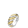 Two-tone gold and silver ring on a white background