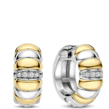 Ti Sento Two Tone Ridged Small Hoop Earrings