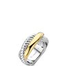 Two-tone ring with gold and silver design on a white background