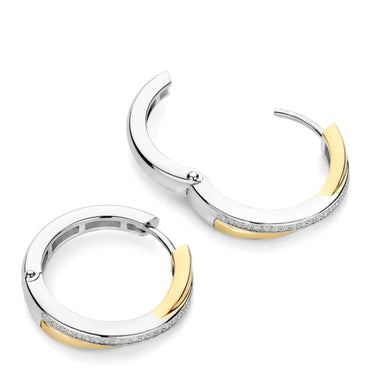 Ti Sento Two Tone Zirconia Crossover Hoop Earrings - 20mm