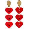 TooLally Crystal Heart Drop Earrings - Red
