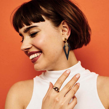 TooLally Arrowheads Earrings - Black Glitter