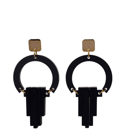 TooLally Art Deco Chandeliers Earrings - Black