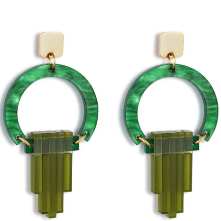 TooLally Art Deco Chandeliers Earrings - Green