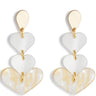 TooLally Heart Drop Earrings - Gold White
