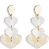 TooLally Heart Drop Earrings - Gold White