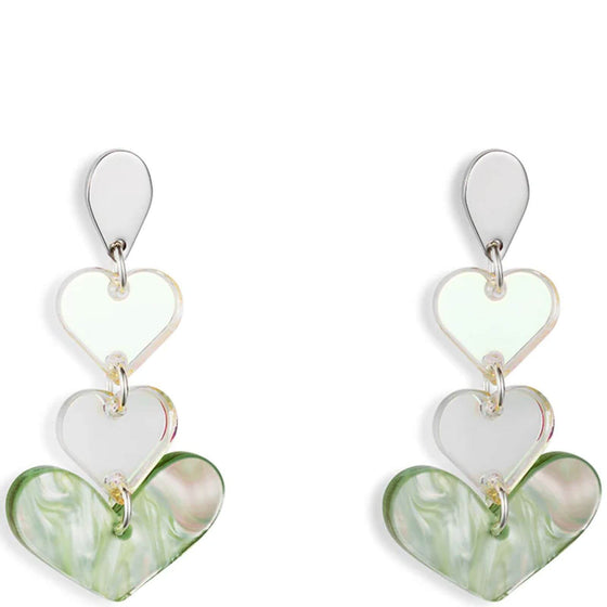 TooLally Heart Drop Earrings - Regent Green