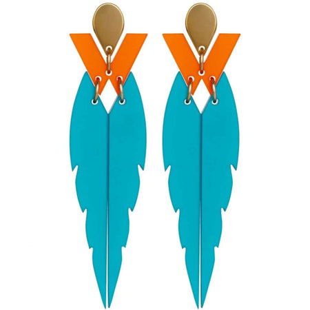 TooLally Kingfishers Earrings - Azure & Orange