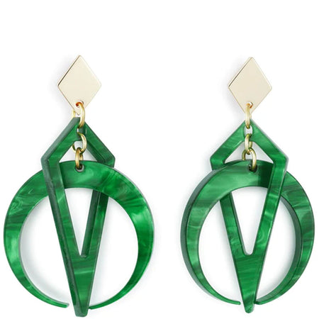 TooLally Petite Crescent Earrings - Forest Green