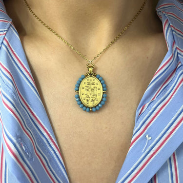 turquoise-bead-medal-necklace-back