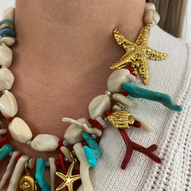 BeJeweled At Soul Statement Turquoise & Red Coral Reef Necklace
