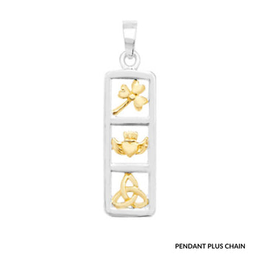 Two Tone Celtic Pendant & Chain Necklace Set