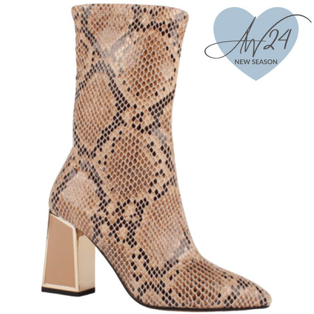 Una Healy Beige Python Sock Boots