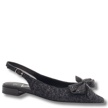 Una Healy Black Sparkle Sling Back Bow Flats