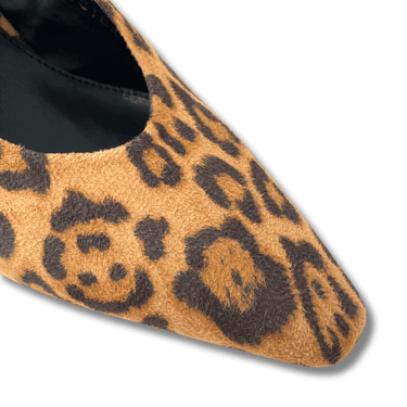 Leopard print flat shoe on a white background