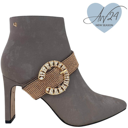 Una Healy Sparkly Brooch Ankle Boots - Taupe