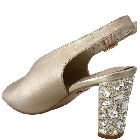 Una Healy Straight Life Sling Back Jewelled Heel Sandals - Gold
