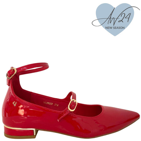 Una Healy Strappy Pointed Dolly Shoes - Red